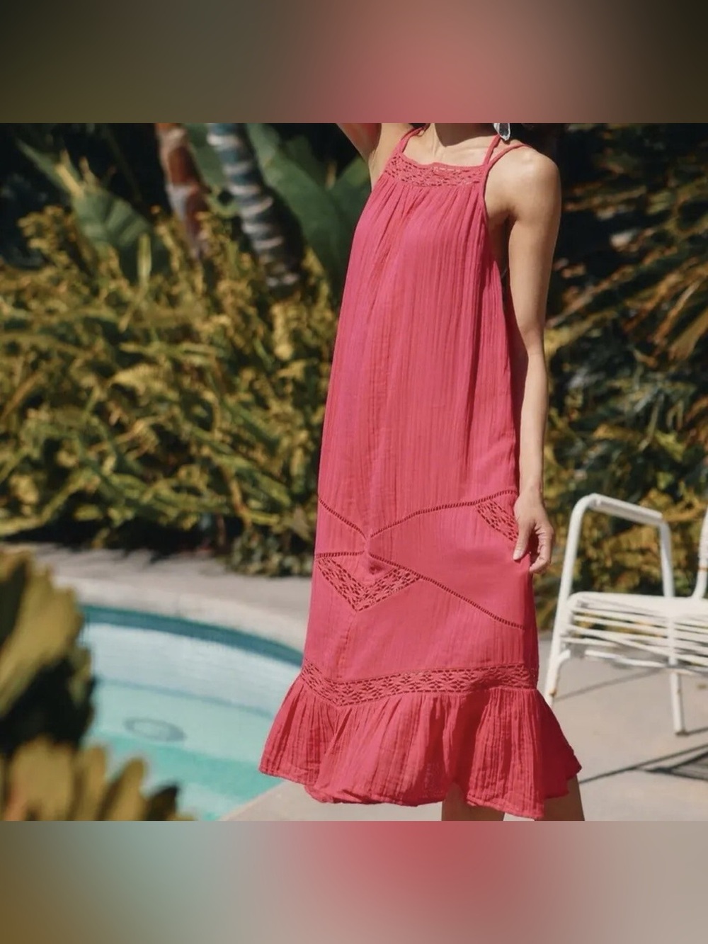 Anthropologie Pink Midi Boho Sundress Sz 1X